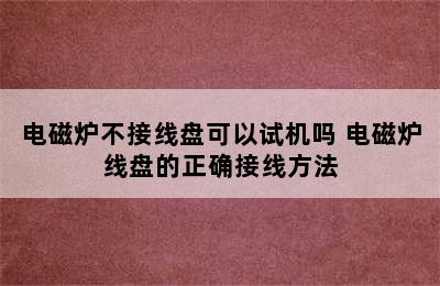 电磁炉不接线盘可以试机吗 电磁炉线盘的正确接线方法